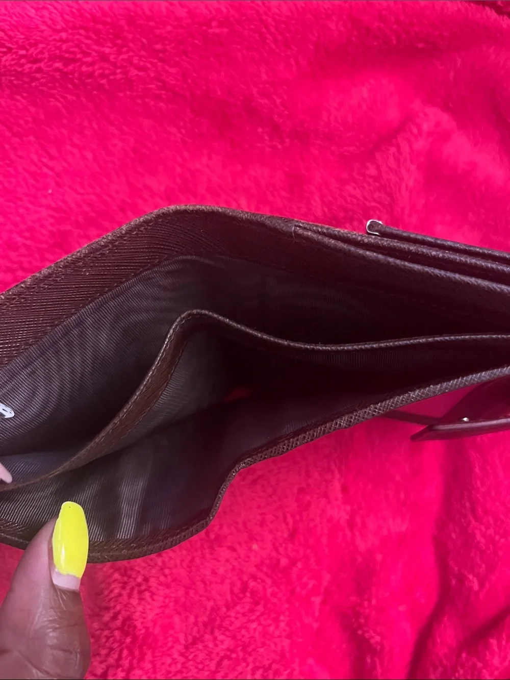 Brown Leather Ferragamo Wallet with Silver Hardware